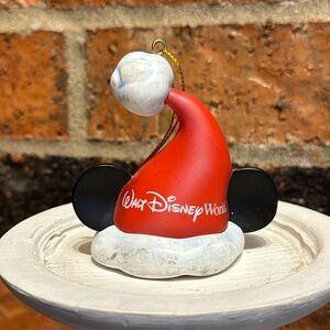 Walt Disney World Mickey Mouse Santa Hat Ear Hat Ornament Vtg Rare 3” Christmas